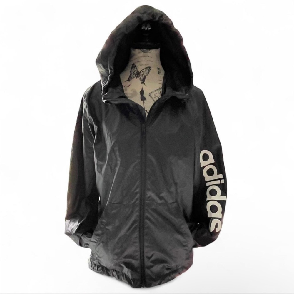 Adidas Women’s Black Lightweight Windbreaker Jacket Size M - Picture 1 of 7